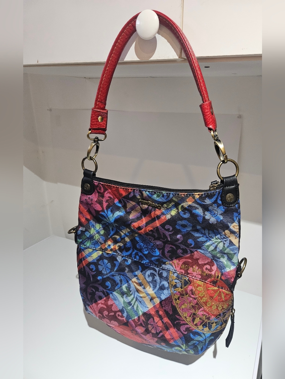 Desigual Multicolour Shoulder Bag Purse Bucket Bag Expandable, Handle Adjustable - Picture 2 of 15